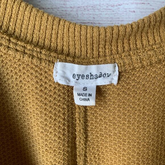 Eyeshadow Golden Yellow Cardigan Knit Sweater Button Up Size Small - Picture 10 of 14